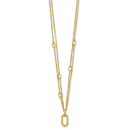 Polished Fancy Two-Strand Link Necklace 17.75"