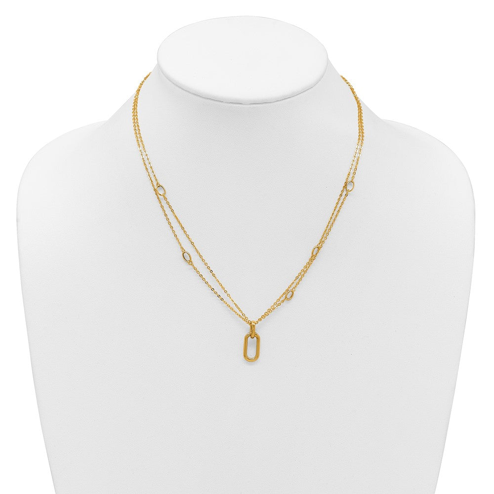 Polished Fancy Two-Strand Link Necklace 17.75"