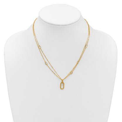 Polished Fancy Two-Strand Link Necklace 17.75"