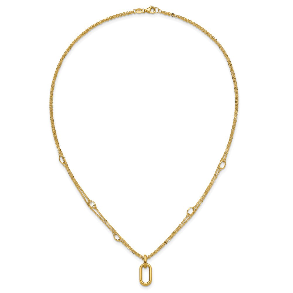 Polished Fancy Two-Strand Link Necklace 17.75"