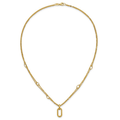 Polished Fancy Two-Strand Link Necklace 17.75"