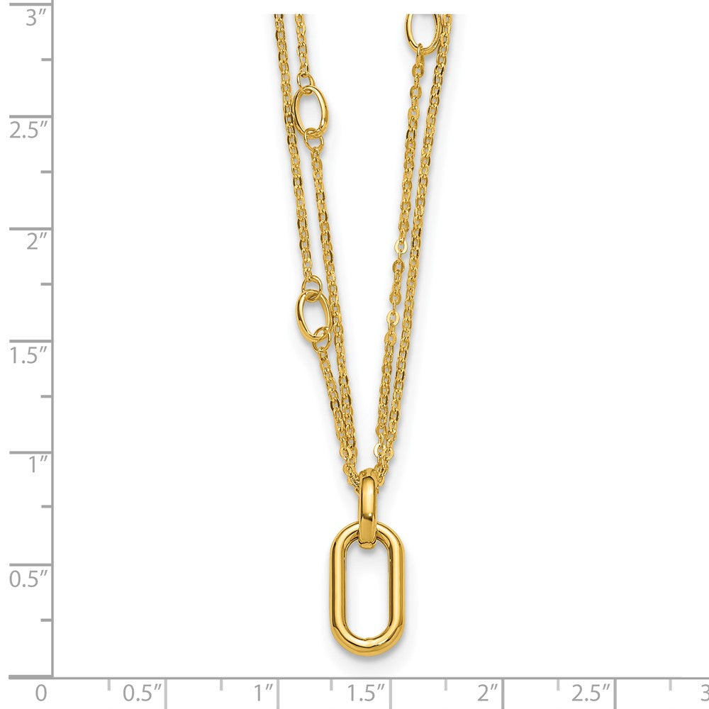 Polished Fancy Two-Strand Link Necklace 17.75"