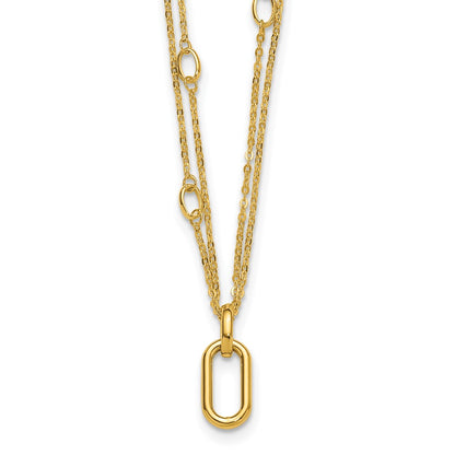 Polished Fancy Two-Strand Link Necklace 17.75"