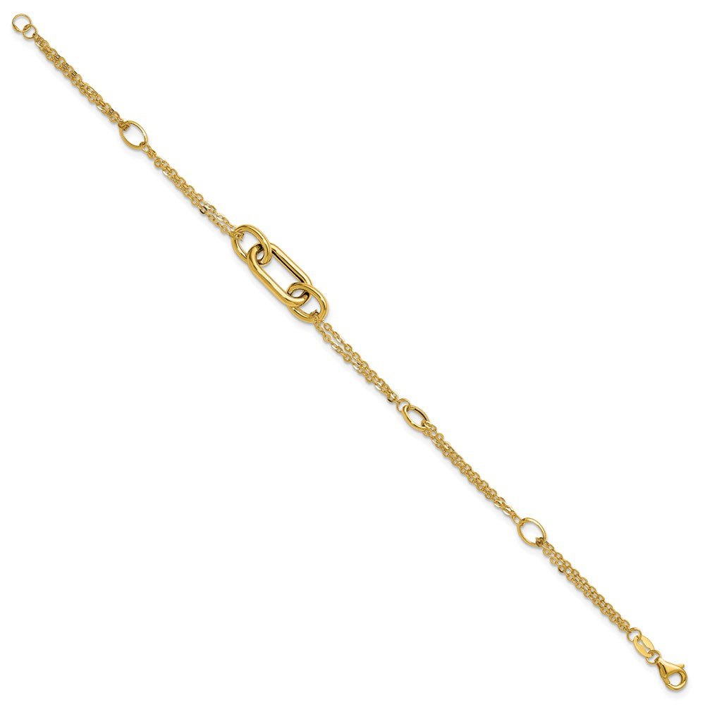 Polished Fancy Two-Strand Link Bracelet 7.25"