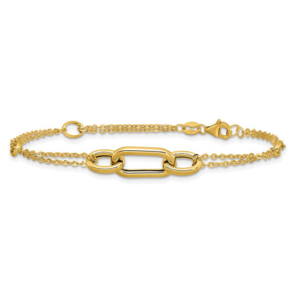 Polished Fancy Two-Strand Link Bracelet 7.25"