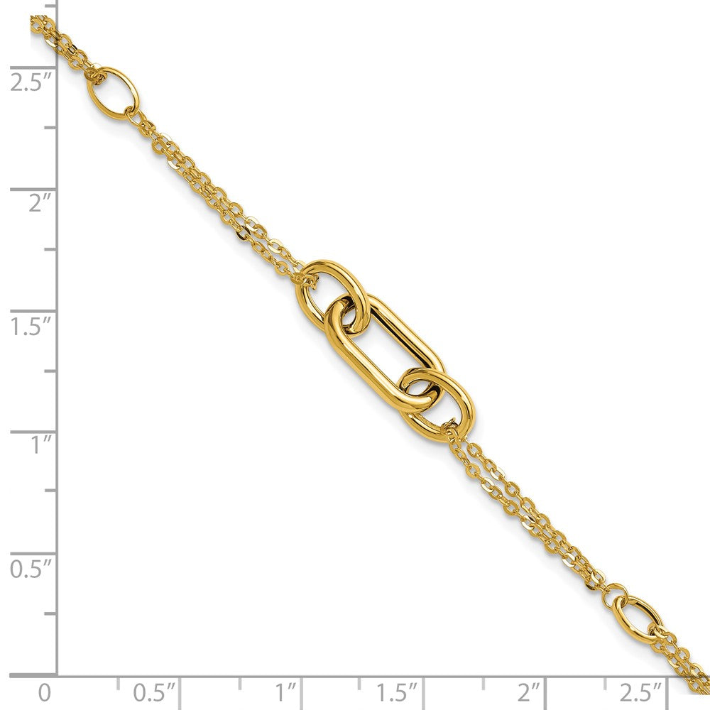 Polished Fancy Two-Strand Link Bracelet 7.25"