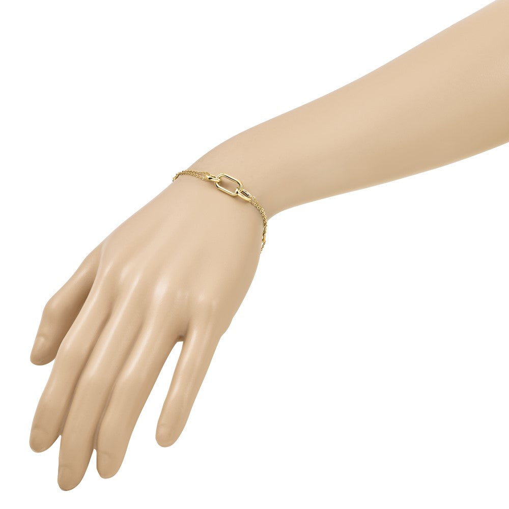 Polished Fancy Two-Strand Link Bracelet 7.25"