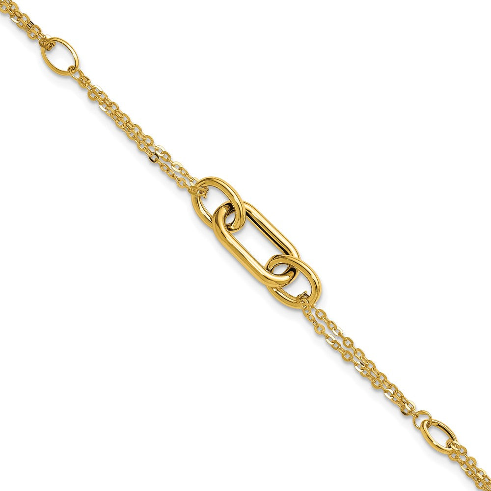 Polished Fancy Two-Strand Link Bracelet 7.25"