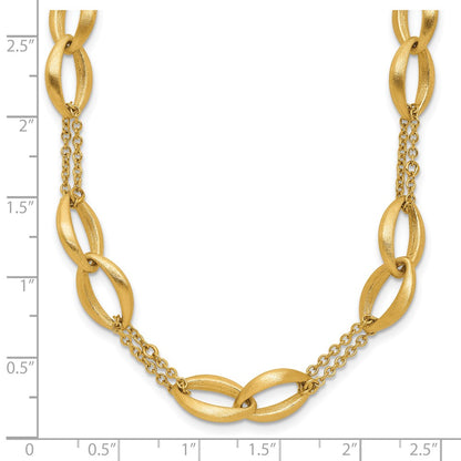 Polished and Brushed 2-Strand Navette Link Necklace 18"