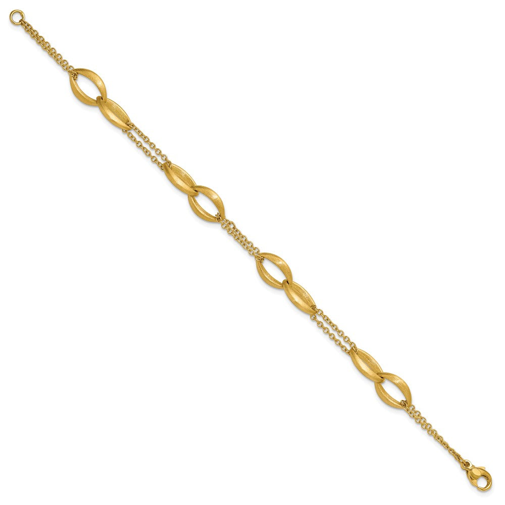 Polished and Brushed 2-Strand Navette Link Bracelet 7.5"