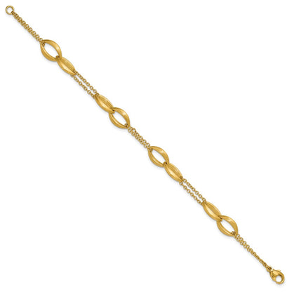 Polished and Brushed 2-Strand Navette Link Bracelet 7.5"