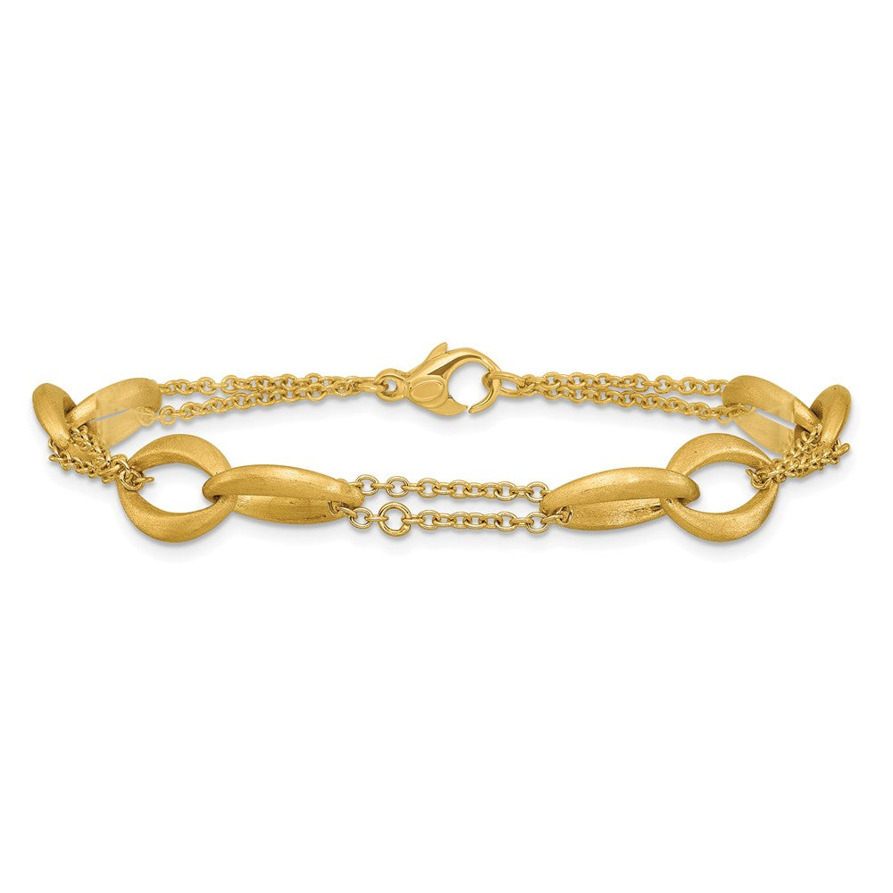 Polished and Brushed 2-Strand Navette Link Bracelet 7.5"