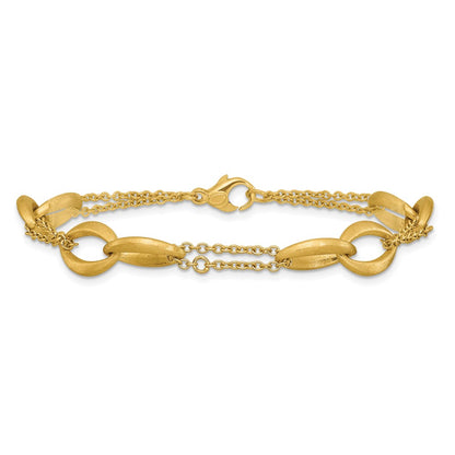 Polished and Brushed 2-Strand Navette Link Bracelet 7.5"