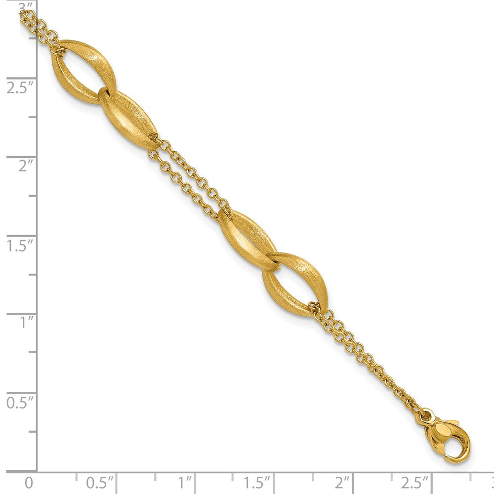 Polished and Brushed 2-Strand Navette Link Bracelet 7.5"