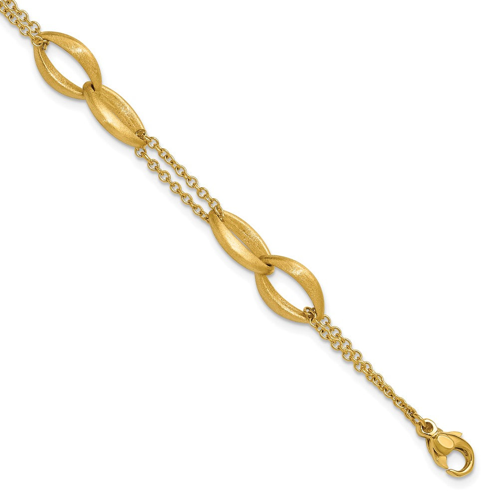 Polished and Brushed 2-Strand Navette Link Bracelet 7.5"