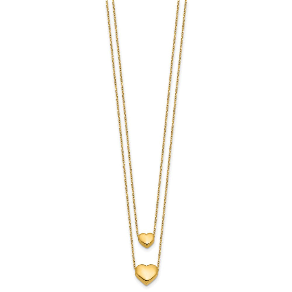 Polished Two-Strand Hearts with 1 Inch Ext. Necklace