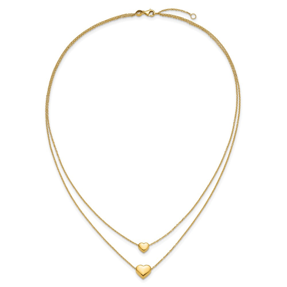Polished Two-Strand Hearts with 1 Inch Ext. Necklace