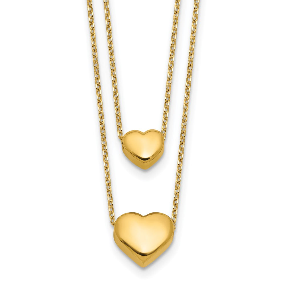 Polished Two-Strand Hearts with 1 Inch Ext. Necklace