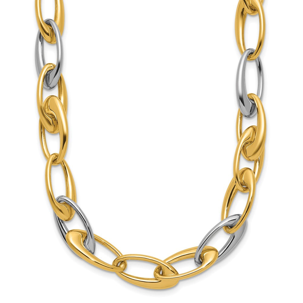 Polished Tapered Oval Link Necklace 18"