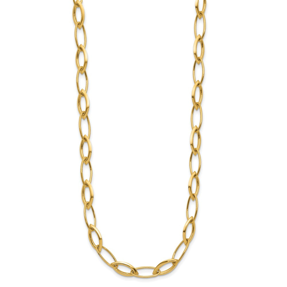 Polished Fancy Oval and Navette Link Necklace 18"