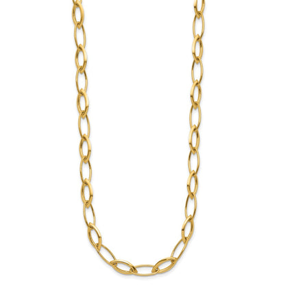Polished Fancy Oval and Navette Link Necklace 18"