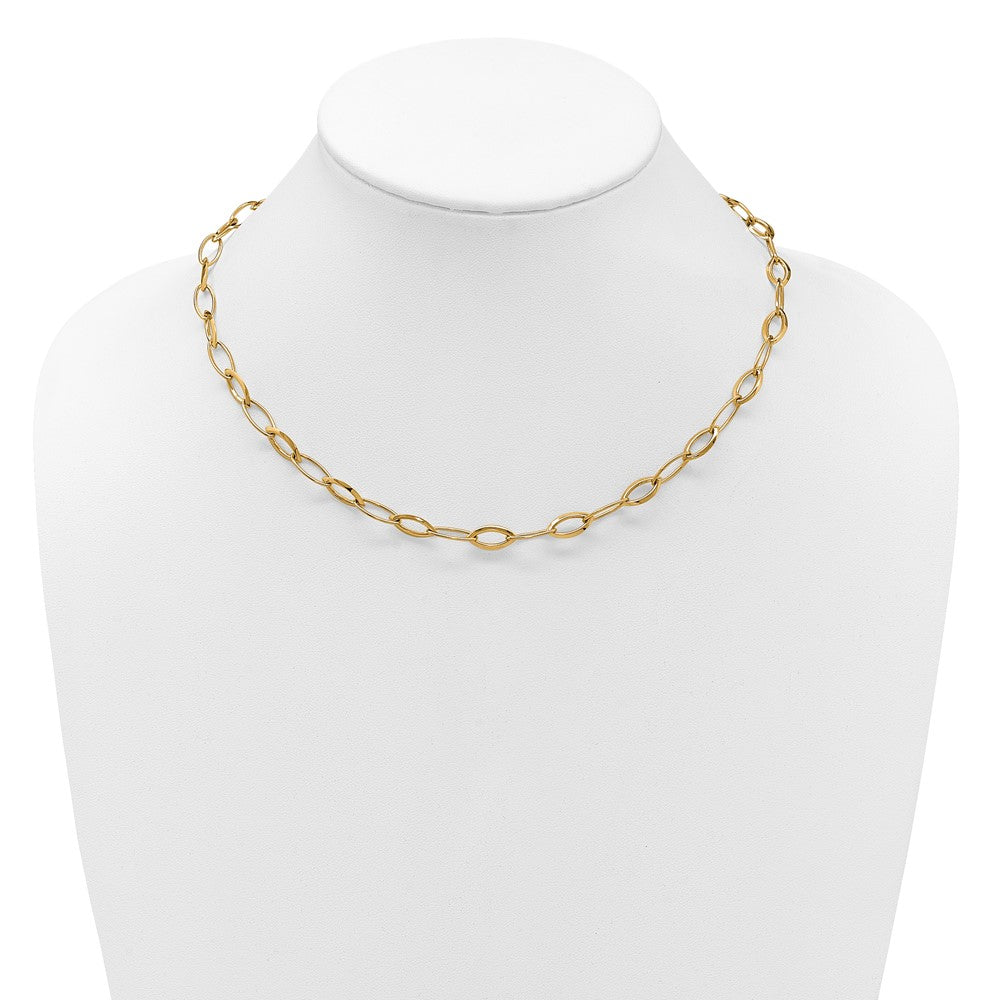 Polished Fancy Oval and Navette Link Necklace 18"