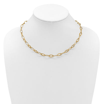 Polished Fancy Oval and Navette Link Necklace 18"