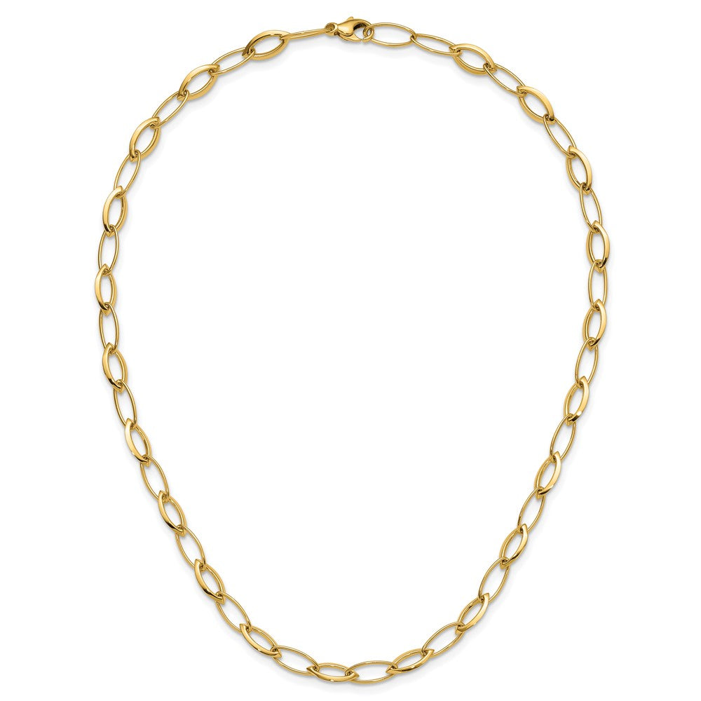Polished Fancy Oval and Navette Link Necklace 18"