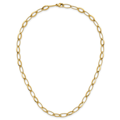 Polished Fancy Oval and Navette Link Necklace 18"