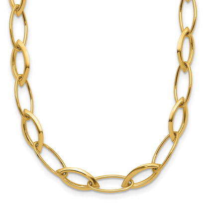 Polished Fancy Oval and Navette Link Necklace 18"