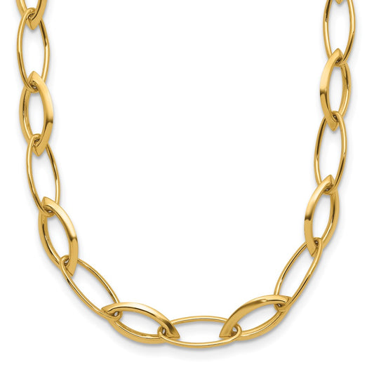 Polished Fancy Oval and Navette Link Necklace 18"