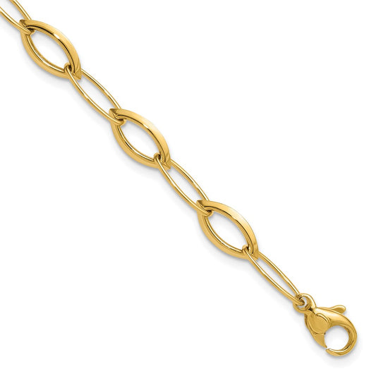 Polished Fancy Oval and Navette Link Bracelet 7.5"