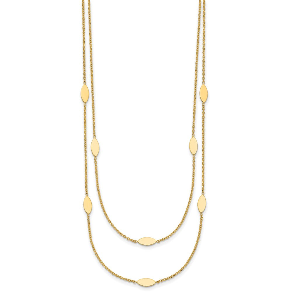 Polished Fancy 2-Strand Navette w/ 2in Ext. Necklace