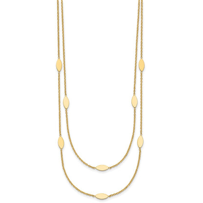 Polished Fancy 2-Strand Navette w/ 2in Ext. Necklace