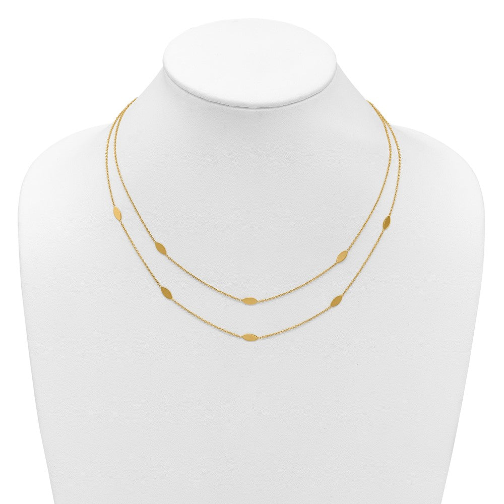 Polished Fancy 2-Strand Navette w/ 2in Ext. Necklace