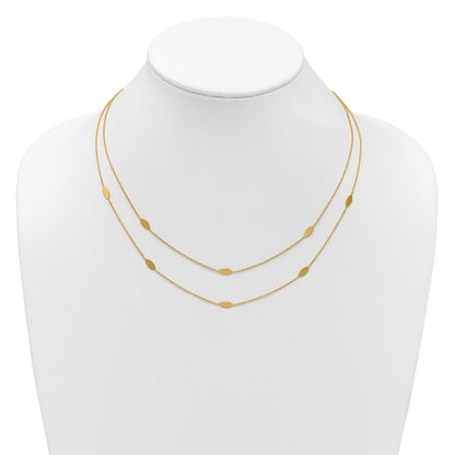 Polished Fancy 2-Strand Navette w/ 2in Ext. Necklace