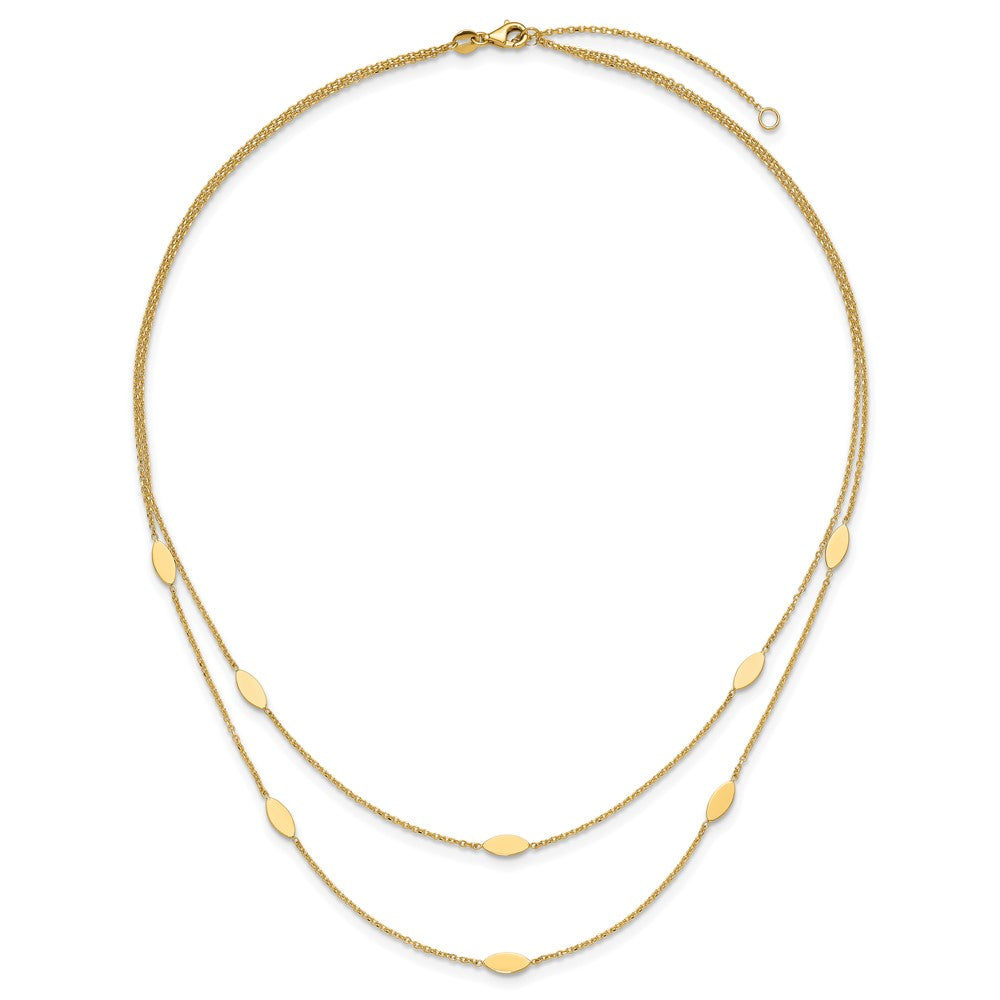 Polished Fancy 2-Strand Navette w/ 2in Ext. Necklace