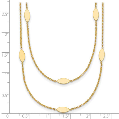 Polished Fancy 2-Strand Navette w/ 2in Ext. Necklace