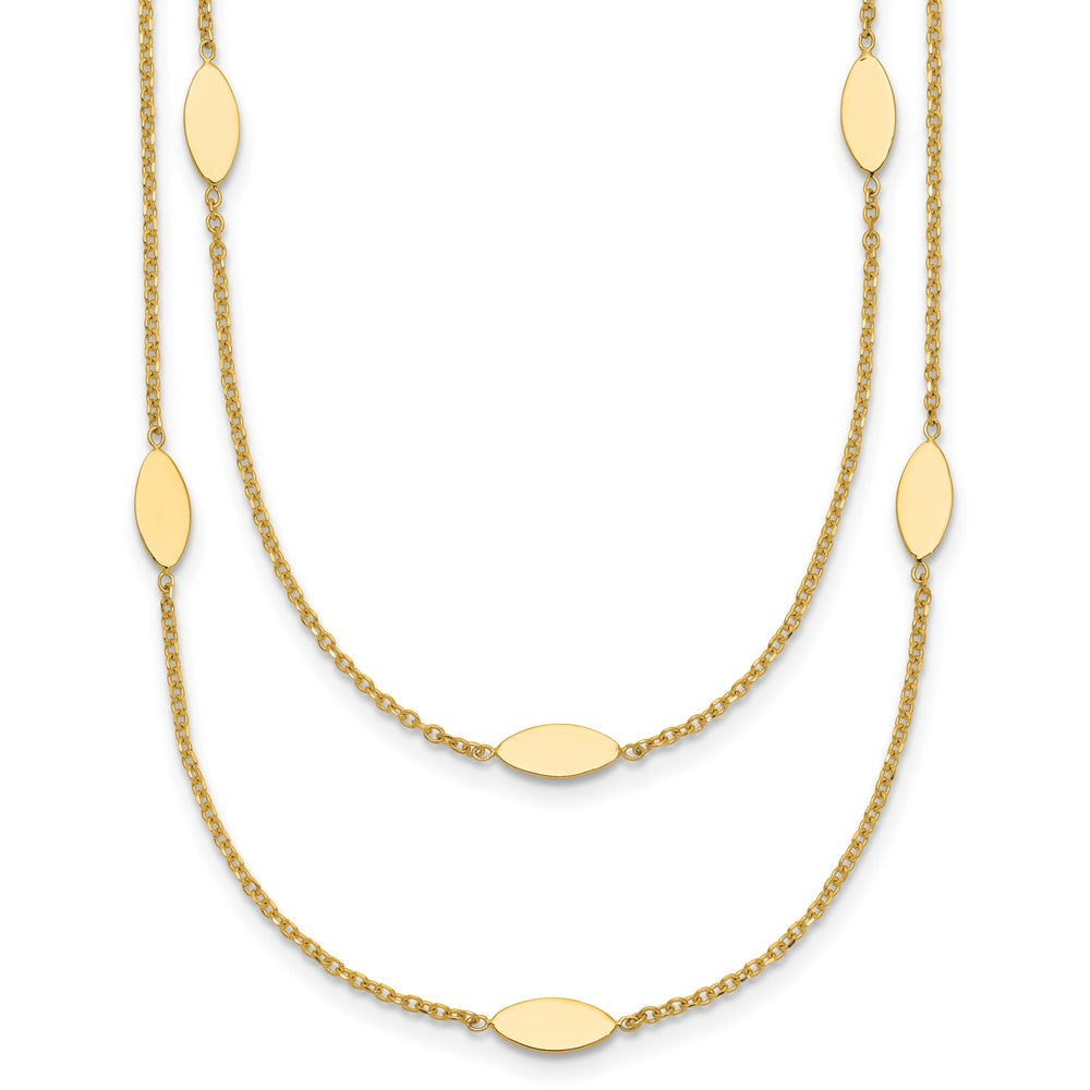 Polished Fancy 2-Strand Navette w/ 2in Ext. Necklace