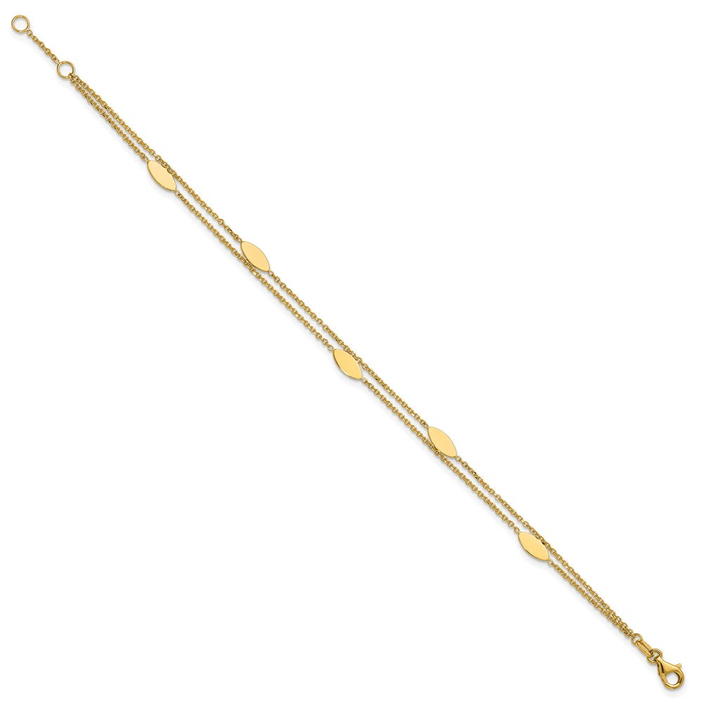 Polished Fancy 2-Strand Navette w/ .5in Ext. Bracelet