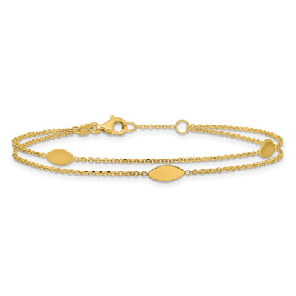 Polished Fancy 2-Strand Navette w/ .5in Ext. Bracelet
