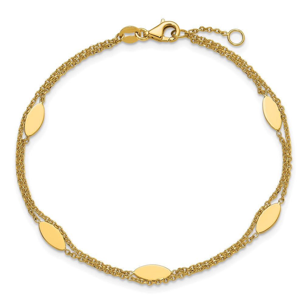 Polished Fancy 2-Strand Navette w/ .5in Ext. Bracelet