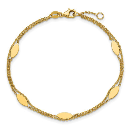 Polished Fancy 2-Strand Navette w/ .5in Ext. Bracelet