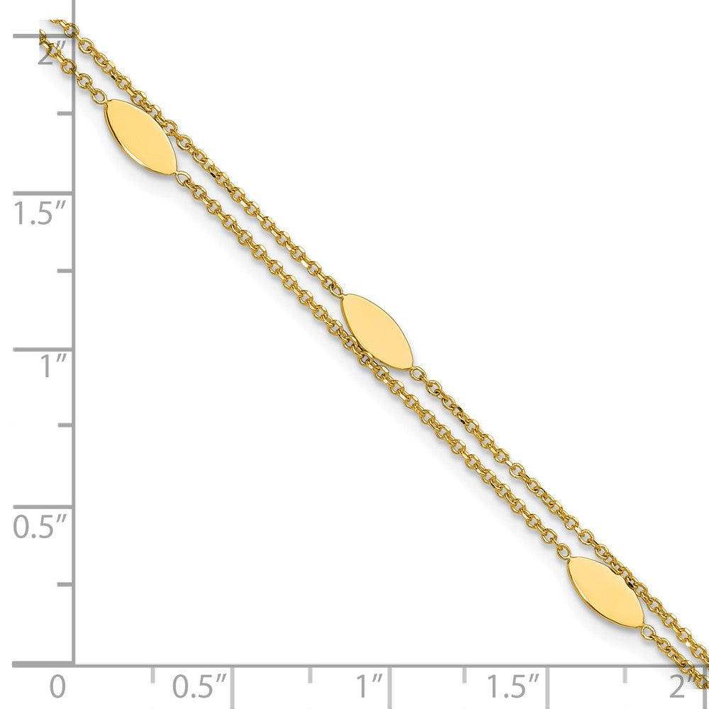 Polished Fancy 2-Strand Navette w/ .5in Ext. Bracelet