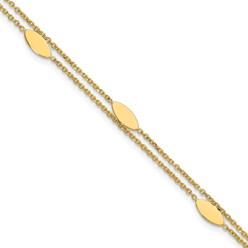 Polished Fancy 2-Strand Navette w/ .5in Ext. Bracelet