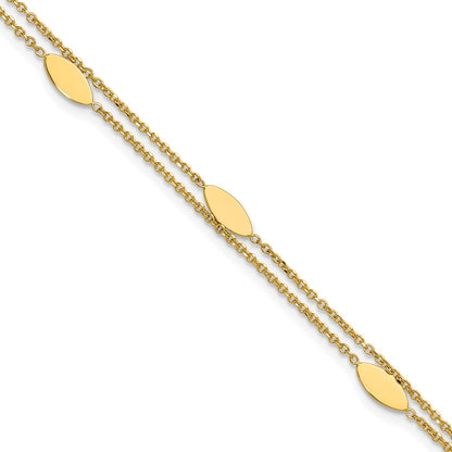 Polished Fancy 2-Strand Navette w/ .5in Ext. Bracelet