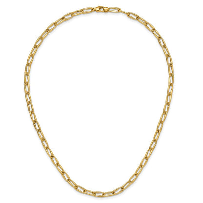 Polished Fancy Wavy Elongated Oval Link Necklace 18"