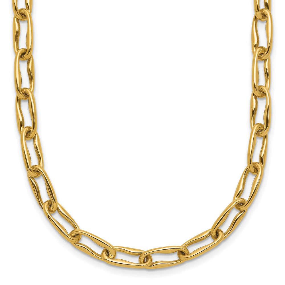 Polished Fancy Wavy Elongated Oval Link Necklace 18"