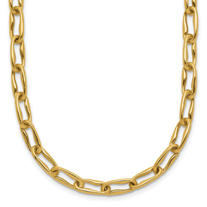 Polished Fancy Wavy Elongated Oval Link Necklace 18"