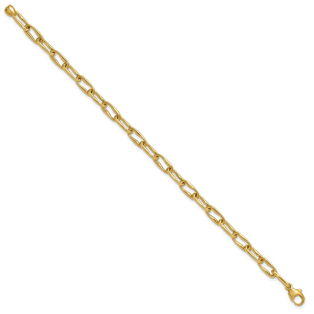Polished Fancy Wavy Elongated Oval Link Bracelet 7.5"